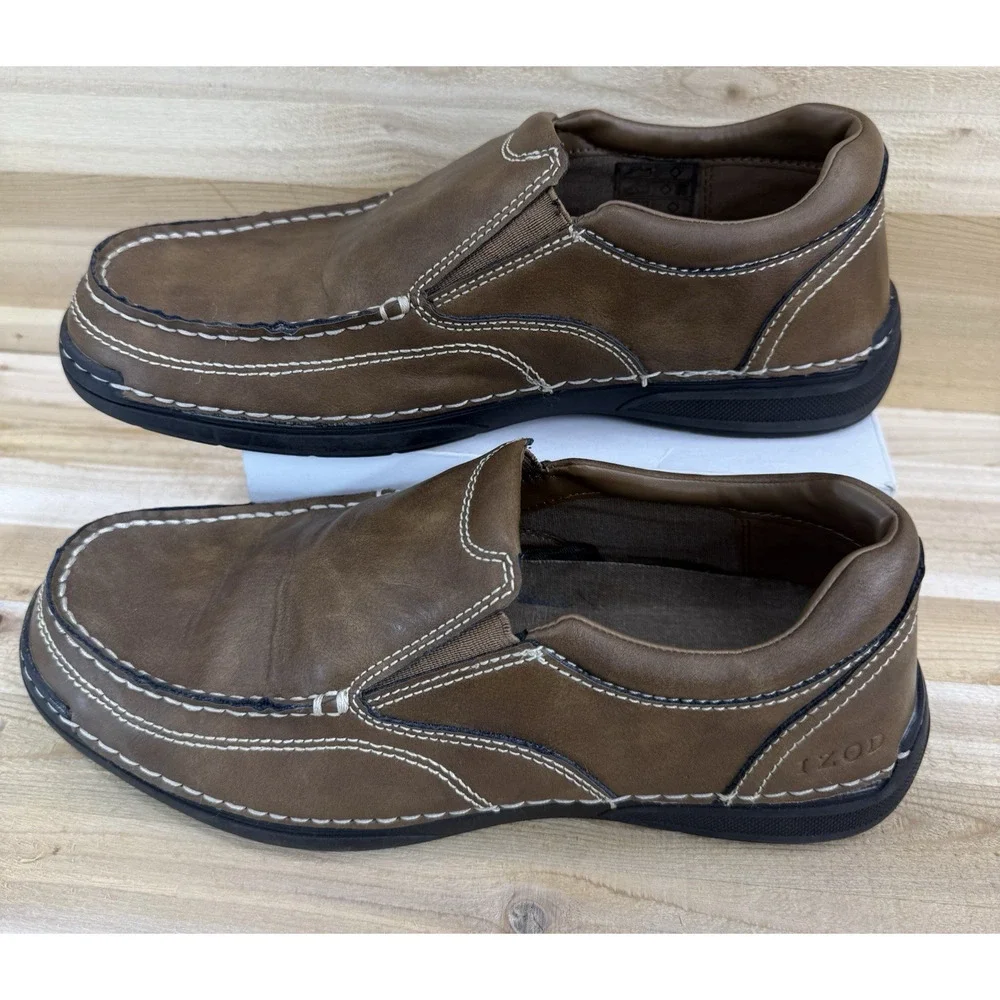 Izod Charlie Dark Tan Brown Slip On Loafer Memory Foam Men’s Size 9M
